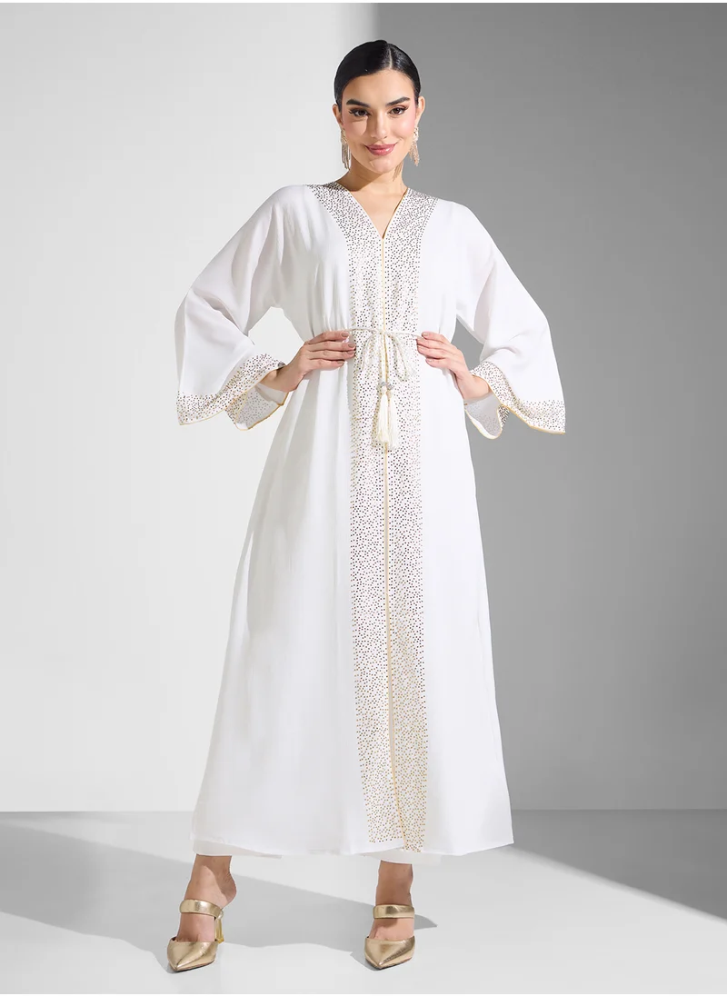 ARABIAN CLOSET Embellished Abaya With Belt