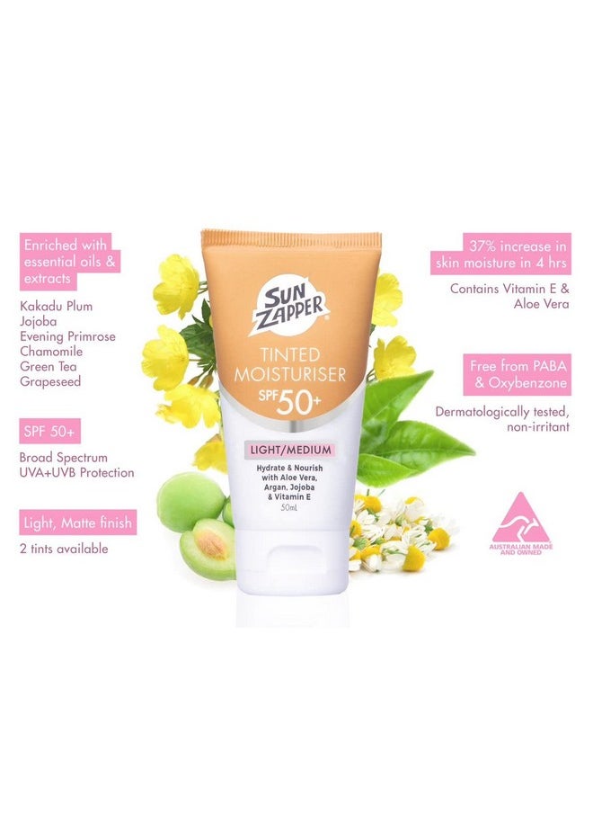 Sun Zapper - Bb Cream Tinted Moisturiser Light;Medium Spf 50+ Aloe Vera, Kakadu Plum, Jojoba, Vitamin E 50Ml 1.69Oz (Light;Medium) Moisturizer Made In Australia - Image 1