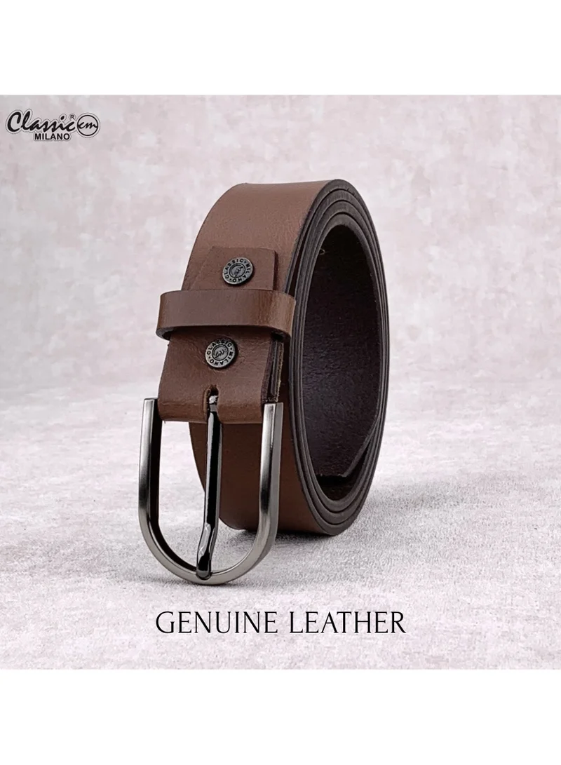 Classic Milano Tan (StateMilled35MM) Classic Milano Genuine Leather Belt for Men – Black and Brown Formal Men's Belt  – Men Belts for Office & Business Wear – Mens Belt Leather with Gift Box for Men | Best Price UAE