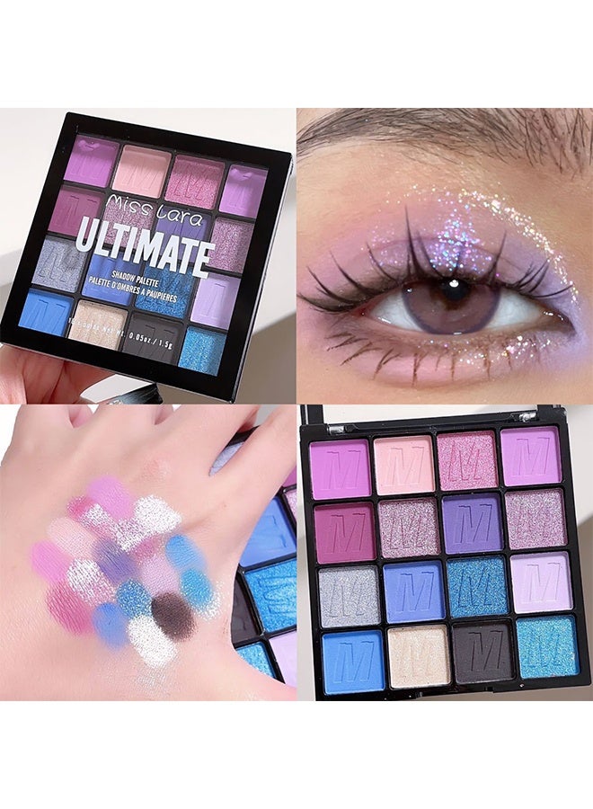 MISS Shadow Palette，16 Colors Shimmer Matte Eyeshadow Palette, Waterproof Colorpop Navy Blue Eyeshadow Purple Eye shadow Paleta Series, Highly Pigmented Shiny Glitter Eyeshadow Makeup - Image 1
