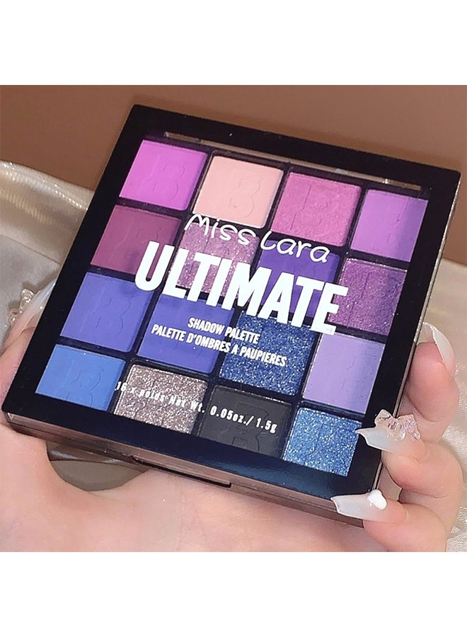 MISS Shadow Palette，16 Colors Shimmer Matte Eyeshadow Palette, Waterproof Colorpop Navy Blue Eyeshadow Purple Eye shadow Paleta Series, Highly Pigmented Shiny Glitter Eyeshadow Makeup - Image 5