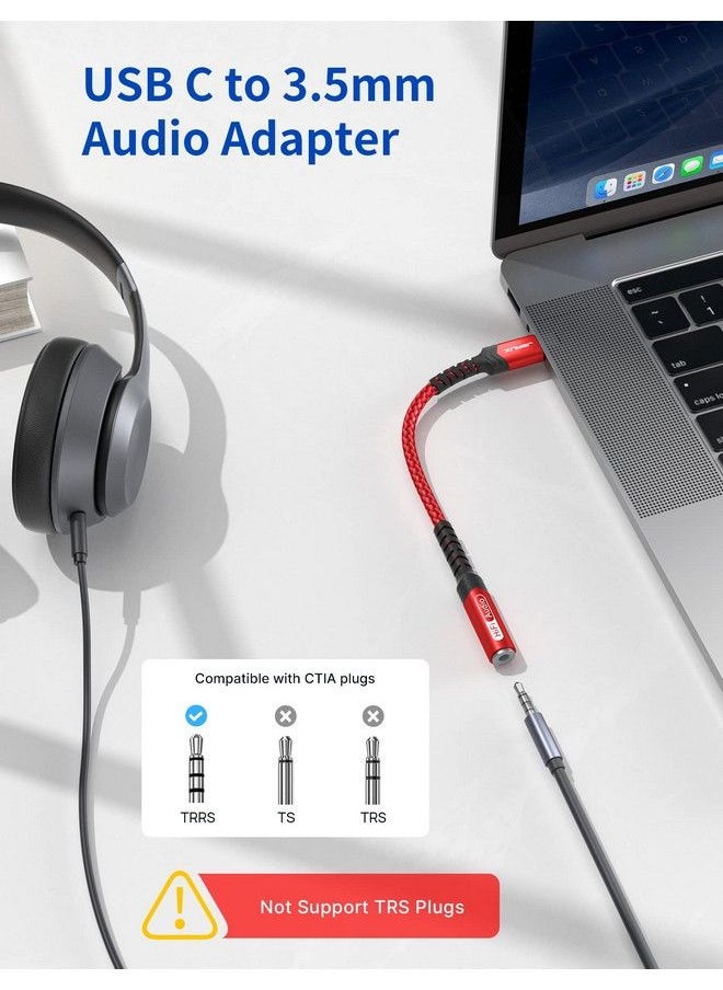 JSAUX Usb Type C To 3.5Mm Female Headphone Jack Adapter Usb C To Aux Audio Dongle Cable Cord Compatible With Pixel 4 3 2 Xl Samsung Galaxy S22 S21 S20 Ultra S20+ Note 20 10 S10 S9 Plus Ipad Pro Red  - Image 3