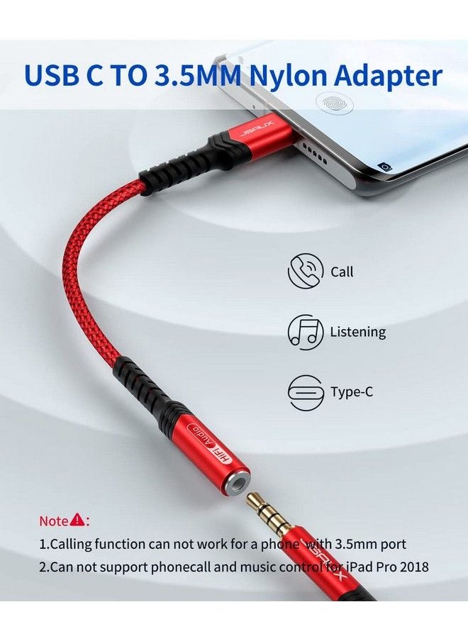 JSAUX Usb Type C To 3.5Mm Female Headphone Jack Adapter Usb C To Aux Audio Dongle Cable Cord Compatible With Pixel 4 3 2 Xl Samsung Galaxy S22 S21 S20 Ultra S20+ Note 20 10 S10 S9 Plus Ipad Pro Red  - Image 5