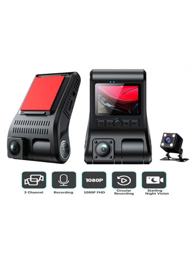 Generic - Driving recorder HD night vision front and rear three-record hidden car DVR three-lens 2-inch recorder - Image 1