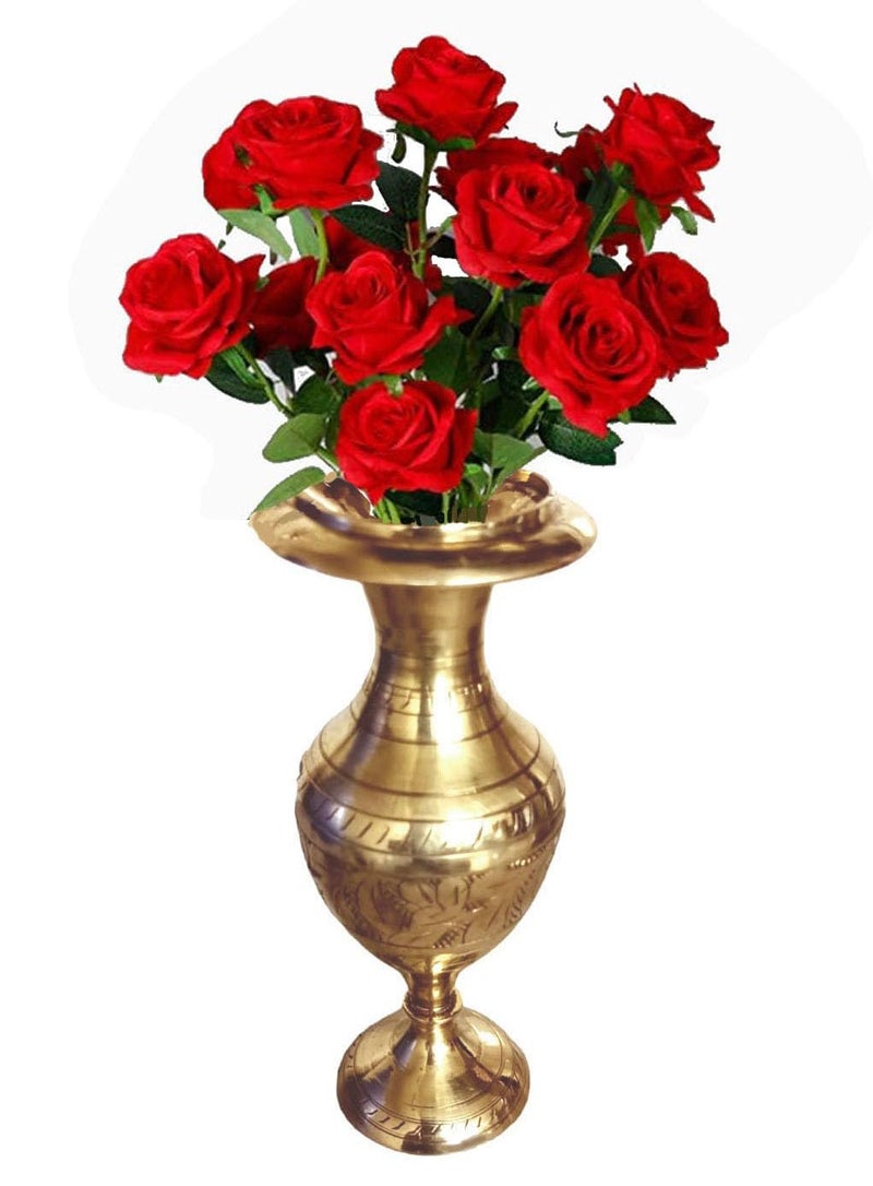 Denique Brass Handicraft Flower VaseFlower Pot for Office and Home Decor with Indian Alluring Design and Nakarshi - Image 1