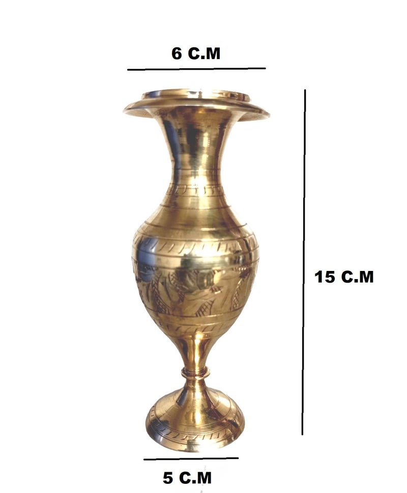 Denique Brass Handicraft Flower VaseFlower Pot for Office and Home Decor with Indian Alluring Design and Nakarshi - Image 3
