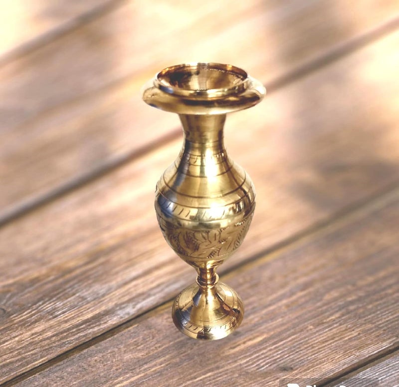 Denique Brass Handicraft Flower VaseFlower Pot for Office and Home Decor with Indian Alluring Design and Nakarshi - Image 2