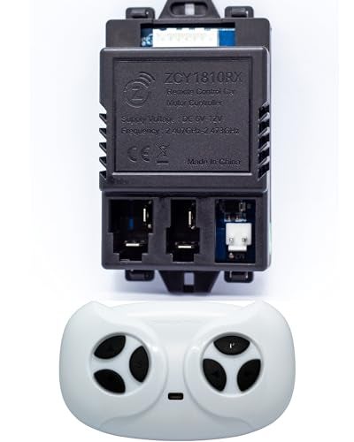 ToiCottage The White Socket is 7 pin ZCY1810RX Control Box and 24ghz Bluetooth Remote Control for 6V 12V Kids Ride On Toys Car Replacement Parts Receiver Remote Control Car Motor Controller Black - Image 1