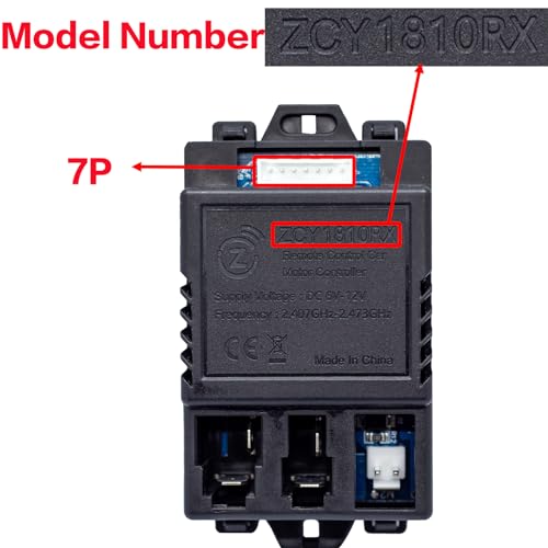 ToiCottage The White Socket is 7 pin ZCY1810RX Control Box and 24ghz Bluetooth Remote Control for 6V 12V Kids Ride On Toys Car Replacement Parts Receiver Remote Control Car Motor Controller Black - Image 5