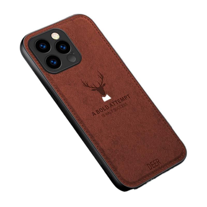 Drop Protection iPhone 16 Plus Leather Texture for iPhone 16 16 Plus 16 Pro 16 Pro Max with Elk Plaid Texture and Full Coverage in Coffee - Image 1
