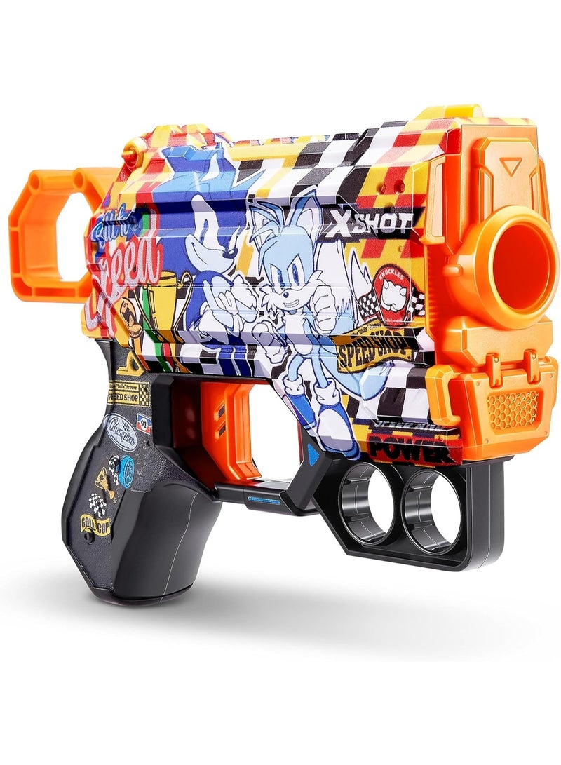 ZURU XSHOT Skins Menace Sonic Blue Bulk SUPER SPEED,Blaster,Design Toy Gun For Kids Teen Adult Boy & Girl, Aiming & Target Outdoor Games, Gift For kids Ages 8+ - Image 2