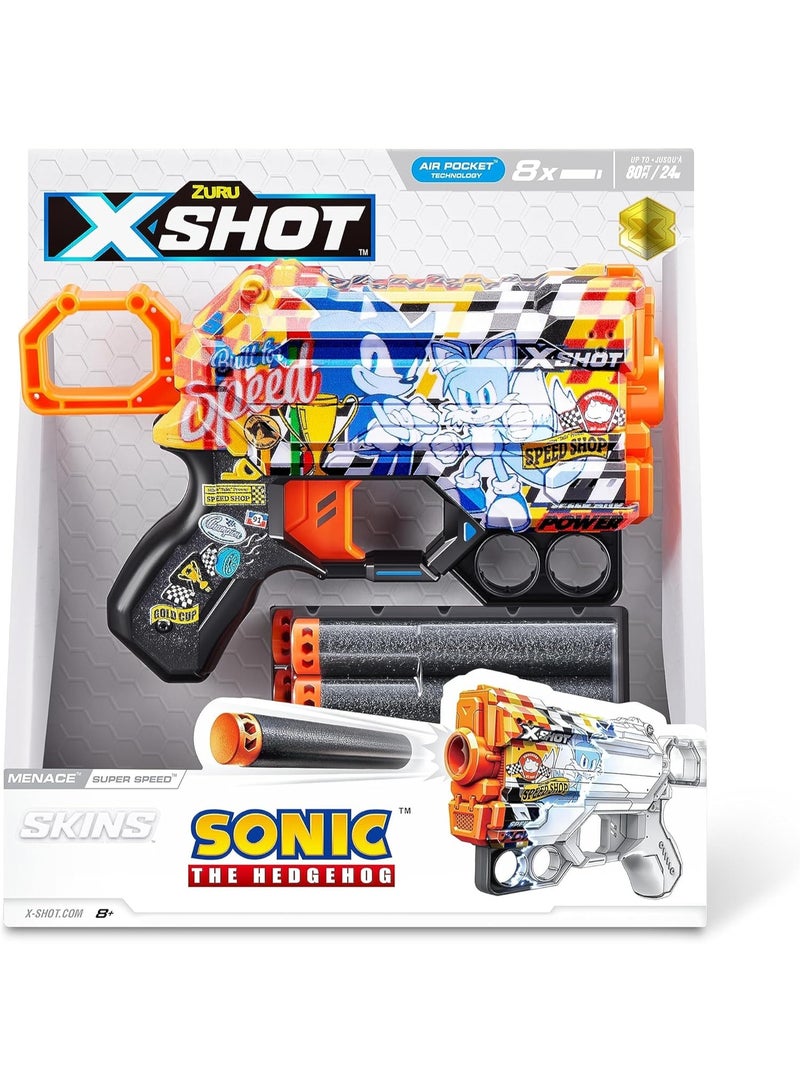 ZURU XSHOT Skins Menace Sonic Blue Bulk SUPER SPEED,Blaster,Design Toy Gun For Kids Teen Adult Boy & Girl, Aiming & Target Outdoor Games, Gift For kids Ages 8+ - Image 4