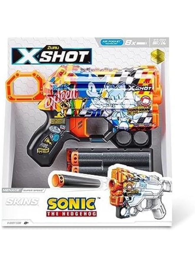 ZURU XSHOT Skins Menace Sonic Blue Bulk SUPER SPEED,Blaster,Design Toy Gun For Kids Teen Adult Boy & Girl, Aiming & Target Outdoor Games, Gift For kids Ages 8+ - Image 1