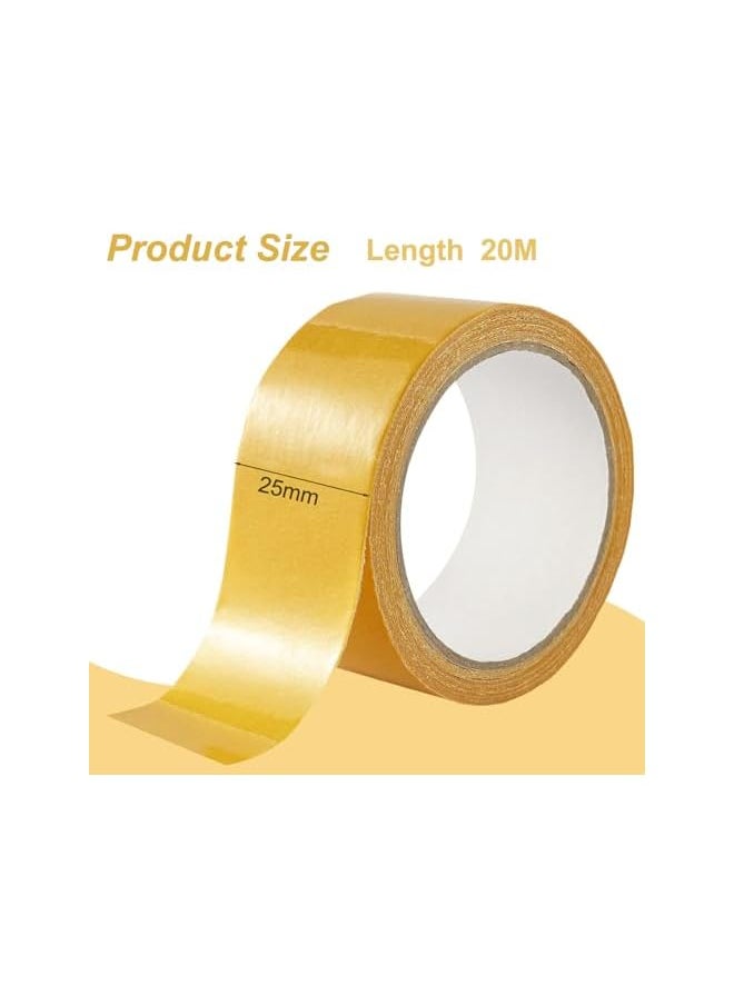 PROMASS promass 2 Rolls Double Sided Carpet Tape - Versatile Clear Double Sided Tape Heavy Duty, Fabric Cloth Tape, No Glue Slag High Tack, for Fixing Carpets, Arts & Crafts, 20m per Roll  - Image 2