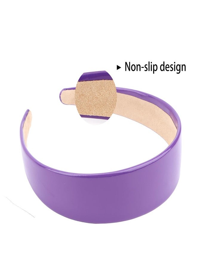 AMCAMI Dark Purple Headband 1 Inch PU Leather Headband Plain Solid Headband Wide Thick Headbands for Women Non-slip Hair Accessories for Women Girls - Image 2