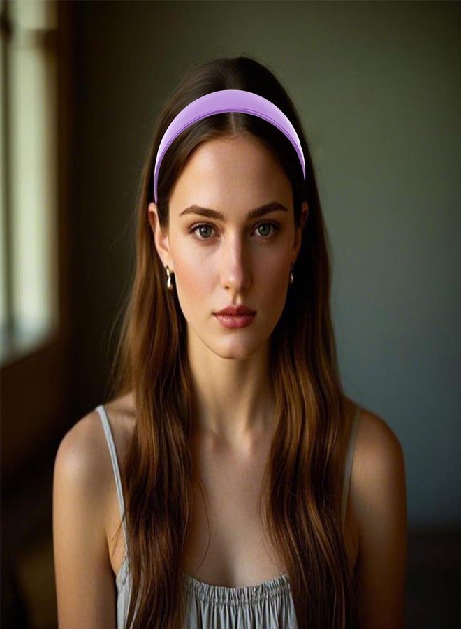 AMCAMI Dark Purple Headband 1 Inch PU Leather Headband Plain Solid Headband Wide Thick Headbands for Women Non-slip Hair Accessories for Women Girls - Image 4