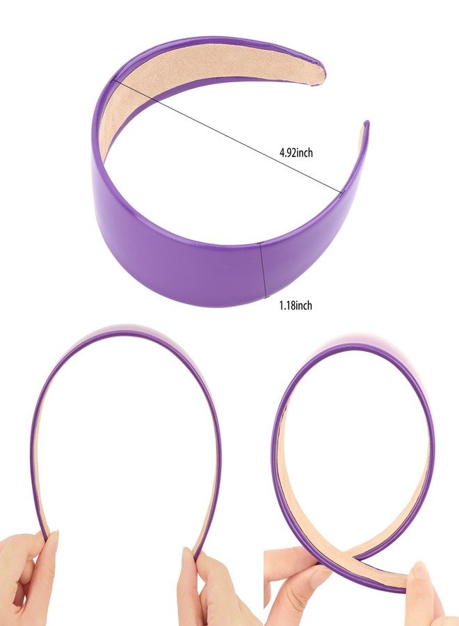 AMCAMI Dark Purple Headband 1 Inch PU Leather Headband Plain Solid Headband Wide Thick Headbands for Women Non-slip Hair Accessories for Women Girls - Image 3