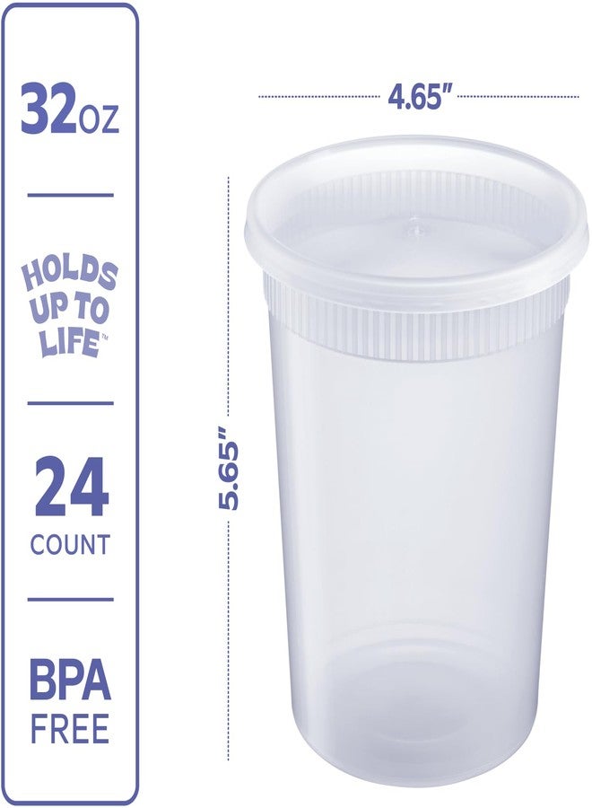 GUSTO [32 oz. - 24 Count Plastic Deli Containers with Lids - Disposable Food Storage Containers With Airtight Lids, Ideal for Soups, Stews, and Meal Prep - Image 2