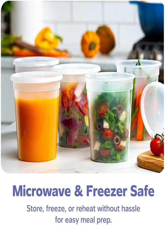 GUSTO [32 oz. - 24 Count Plastic Deli Containers with Lids - Disposable Food Storage Containers With Airtight Lids, Ideal for Soups, Stews, and Meal Prep - Image 3