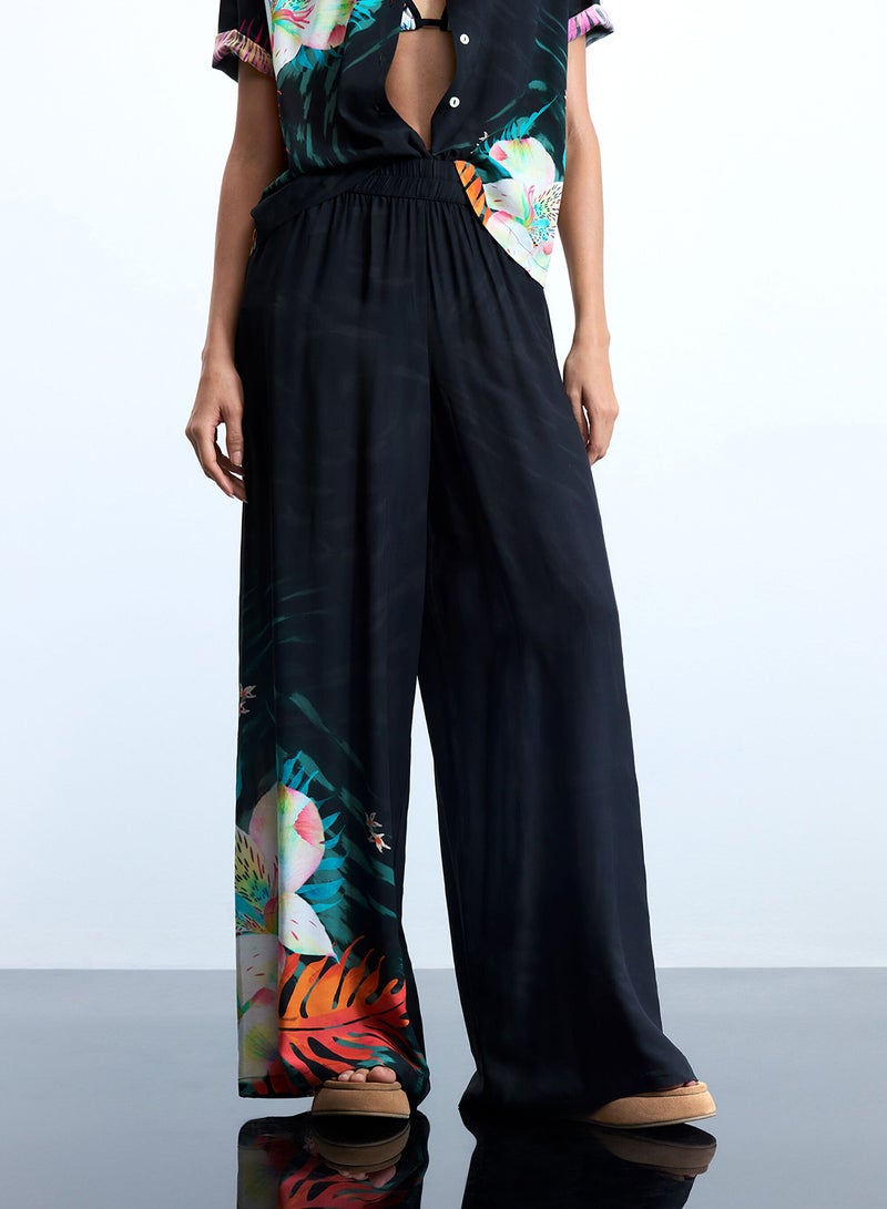 DESIGUAL Straight Trousers Flowing Cut With Elastic Waistband - Image 1