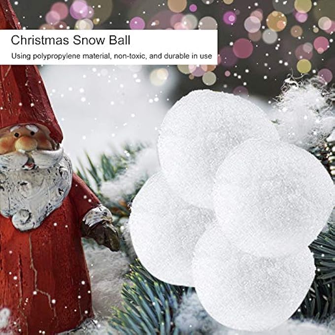 Keenso Christmas Snow Ball Exquisite Prop Light Indoor Game for Kids and Adults 50Pcs 7cm Fake Balls Indoor Game Props Decoration - Image 3