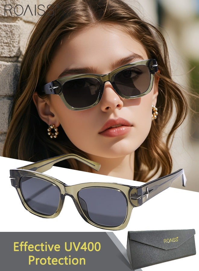 roaiss Square Polarized Sunglasses, UV400 Protection Sun Glasses with TR Frame, Fashion Anti-Glare Sun Shades for Women Men with Glasses Case for Outdoor Party Street Photography, 51mm - Image 1
