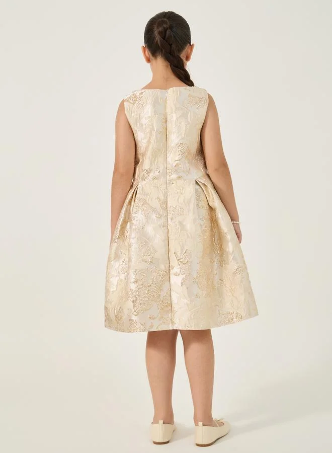 Styli Floral Jacquard Dress