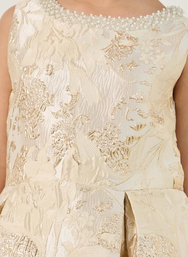 Styli Floral Jacquard Dress
