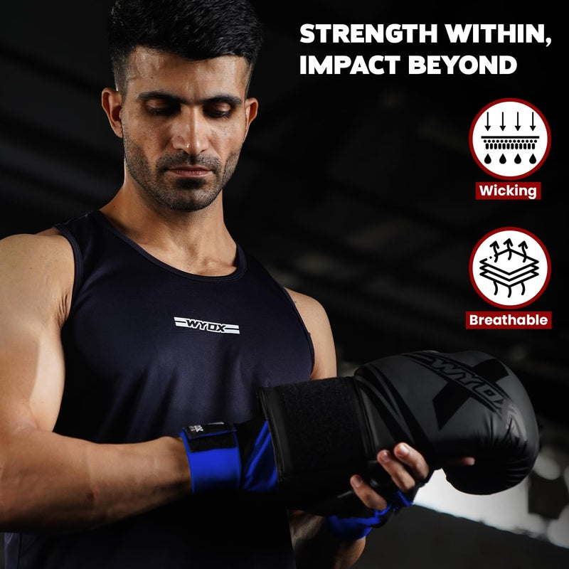 Wyox Gel Boxing Hand Wraps Inner Gloves For Men And Women  Quick 80Cm Long Wrist Straps  Elasticated Padded Boxing Wraps For Mma  Kickboxing  Martial Arts Training Bandages (Blue  Sm) - Image 4