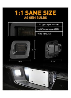 KASTWAVE Full LED License Plate Light Tag Light, for 2003-2018 Dodge RAM 1500 2500 3500 Pickup Truck, 6000K White, Tag Lamp Assembly Replacement  - Image 3