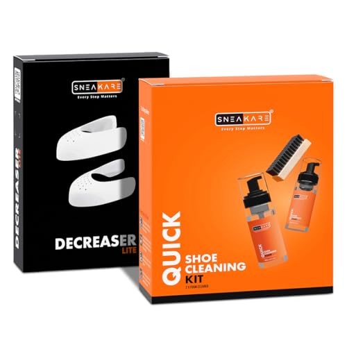 SNEAKARE Quick Kit With Foam Cleaner - Contains 2 x 150ml Foam Shoe Cleaner, Medium Bristle Brush & Decreaser Lite - White Sneakers Cleaning Kit, Leather, Suede, Nubuck, Canvas - Sports Shoes Cleaner - Image 1