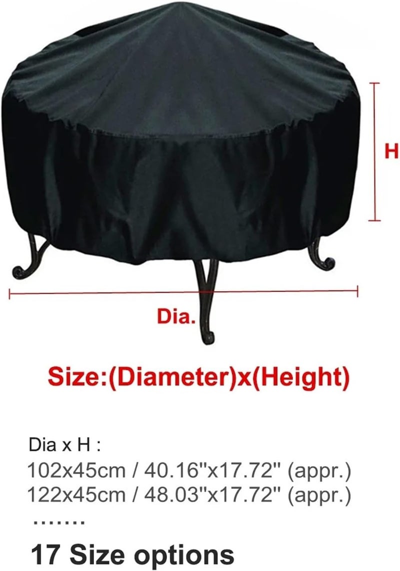 Fire Table Cover 2pcs Waterproof Patio Fire Pit Cover Black UV Protector Grill BBQ Shelter Outdoor Garden Yard Round Canopy Furniture Covers For Outdoor Patio(84x50cm) - Image 3