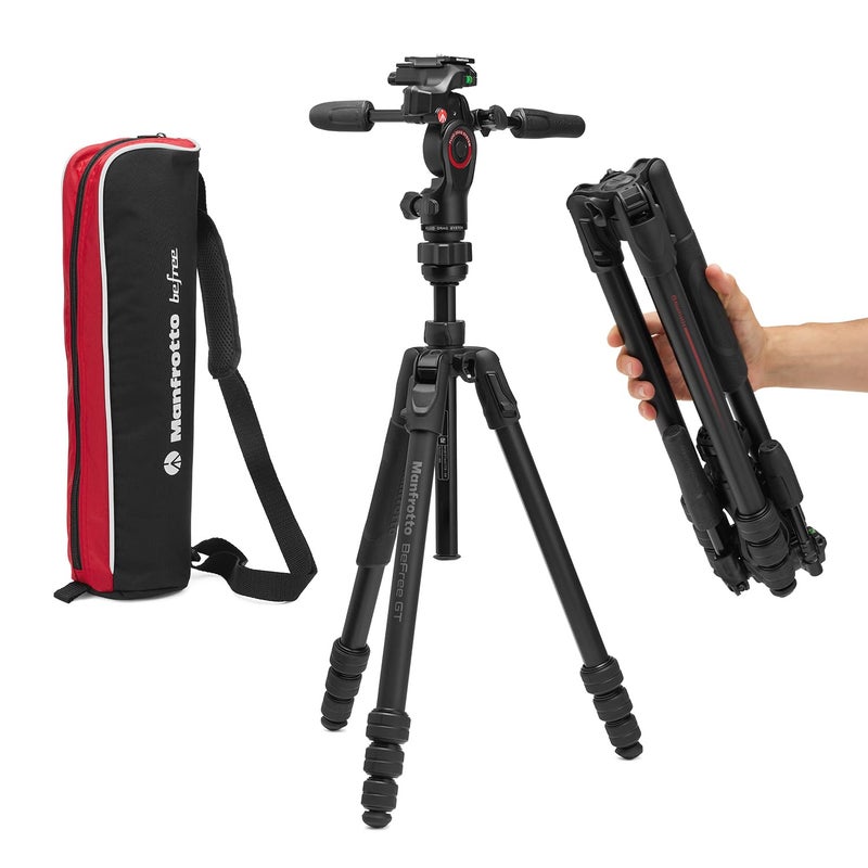 Manfrotto Befree GT PRO 4Section Aluminum Travel Tripod with 3Way PanTilt Head Black