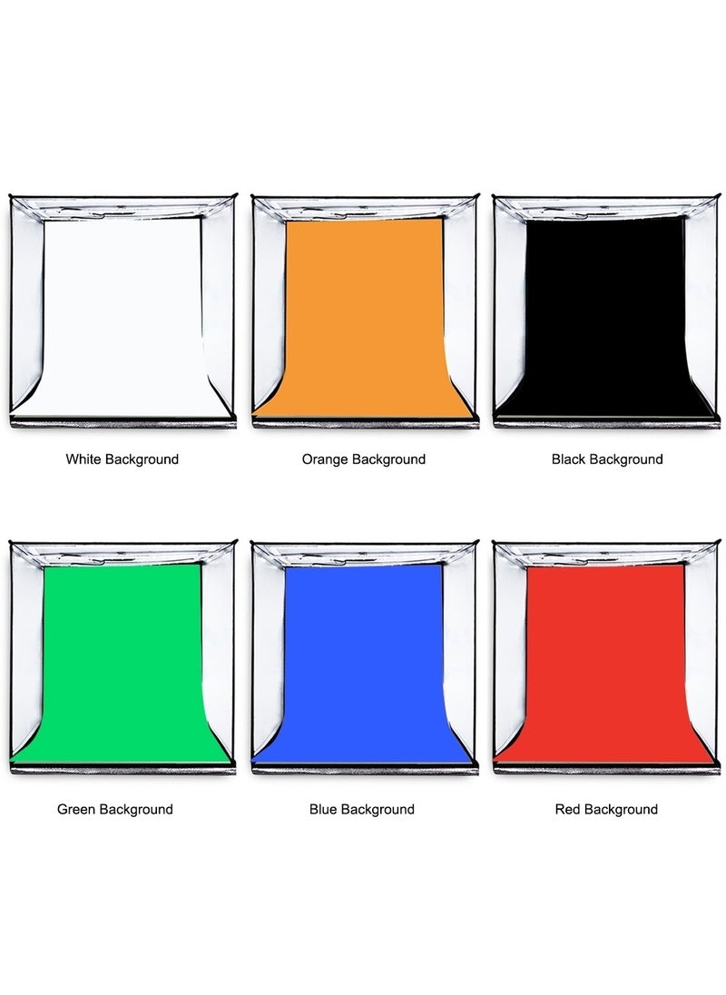 PULUZ - 23.6Inch/60cm Photo Studio Light Box Portable Light Tent LED 5500K White Light Dimmable Mini 36W Photography Studio Tent Kit with 6 Removable Backdrop (Black Orange White Green Blue Red) - Image 1