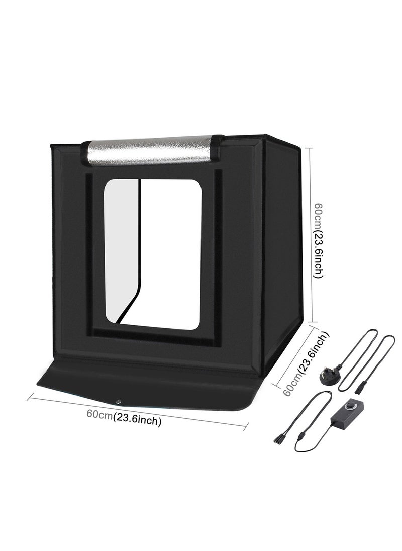 PULUZ 23.6Inch/60cm Photo Studio Light Box Portable Light Tent LED 5500K White Light Dimmable Mini 36W Photography Studio Tent Kit with 6 Removable Backdrop (Black Orange White Green Blue Red)  - Image 3