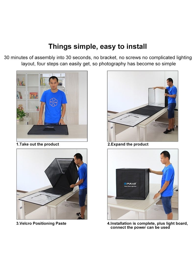 PULUZ - 23.6Inch/60cm Photo Studio Light Box Portable Light Tent LED 5500K White Light Dimmable Mini 36W Photography Studio Tent Kit with 6 Removable Backdrop (Black Orange White Green Blue Red) - Image 1