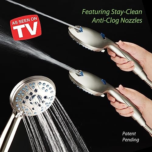 Hotel Spa AquaCare High Pressure 8-mode Handheld Shower Head - Anti-clog Nozzles, Built-in Power Wash to Clean Tub, Tile & Pets, Extra Long 6 ft. Hose, Wall & Overhead Brackets - 1.8 GPM - Image 2
