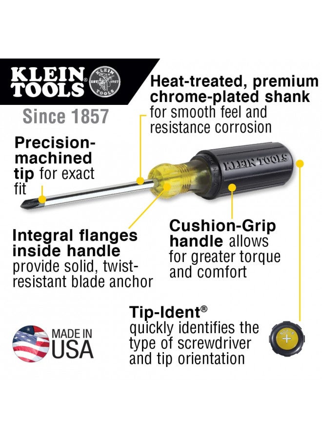 Klein Tools 85076 Screwdriver Set, Slotted And Phillips Screwdrivers With Non-Slip Cushion-Grip Handles And Tip-Ident, 7-Piece  - Image 3