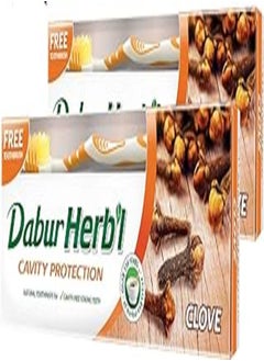 Dabur Dabur Herbal Cavity Protect Clove Toothpaste, 140 gm + Toothbrush (Pack Of 2) 