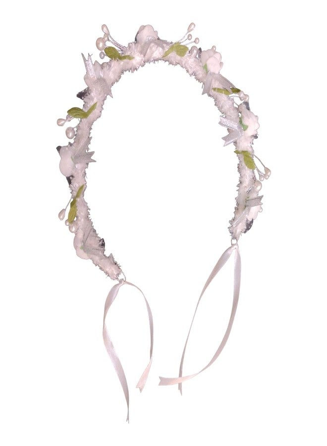 Devino Ora attractive foam Flower Headband Hair Wreath Floral Crown for First Holy Communion Confirmation for Christian rituals for boys girls Women Rose Floral Crown Hair Wreath Leave Flower Silk Headband with Adjustable Ribbon (free size) - Image 3