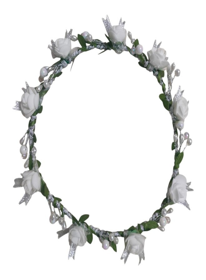 Devino Ora attractive foam Flower Headband Hair Wreath Floral Crown for First Holy Communion Confirmation for Christian rituals for boys girls Women Rose Floral Crown Hair Wreath Leave Flower Silk Headband with Adjustable Ribbon (free size) - Image 5