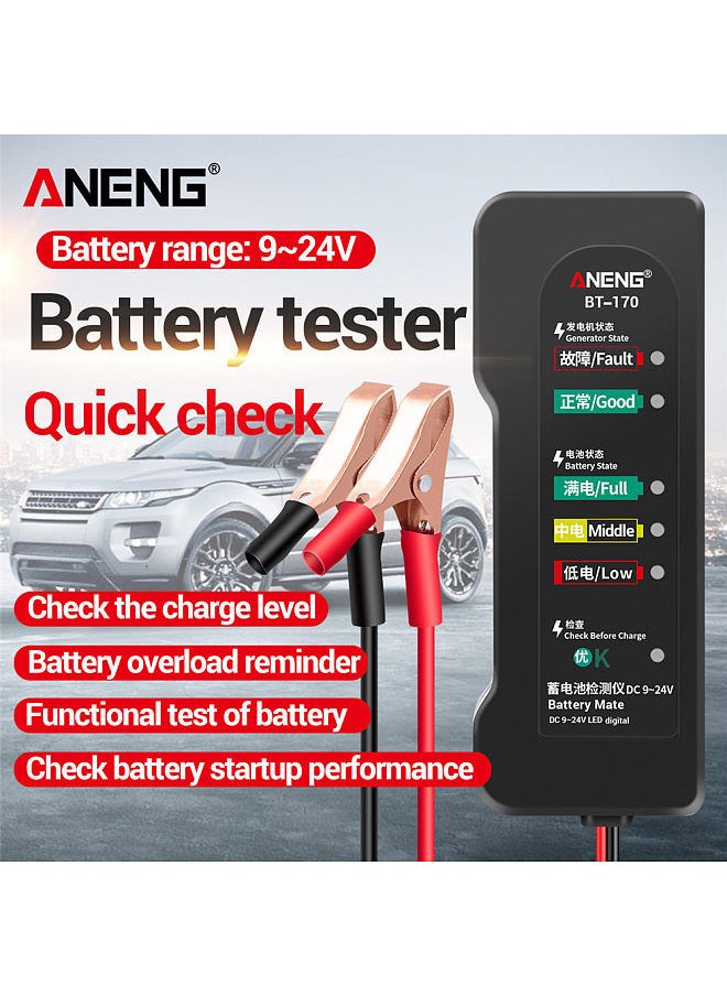 ANENG - BT170 Portable 12V Car Battery Tester DC 9-24V Battery Testing Tool with LED Indicator Fault Analyzer Overload Test for Automobile Motorcycle - Image 1