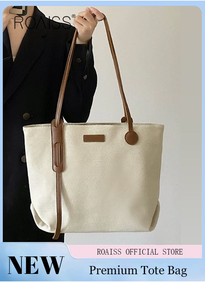 roaiss - Women's Large-Capacity Bag All-Match Canvas Bag Commuter Shoulder Bag Student Tote Bag - Image 1