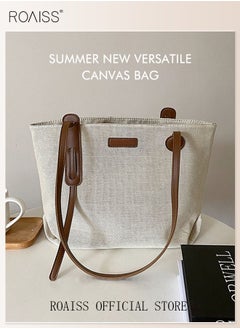 roaiss Women's Large-Capacity Bag All-Match Canvas Bag Commuter Shoulder Bag Student Tote Bag  - Image 5