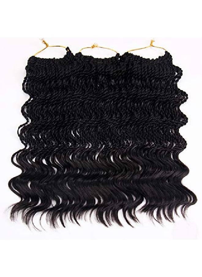 FALEMEI - 35Strands/Pack Wavy Senegalese Twist Crochet Braids 6Packs/Lot 14Inch Synthetic Senegalese Crochet Hair Curly Twist Braiding Hair (14 Inch 1B) - Image 1