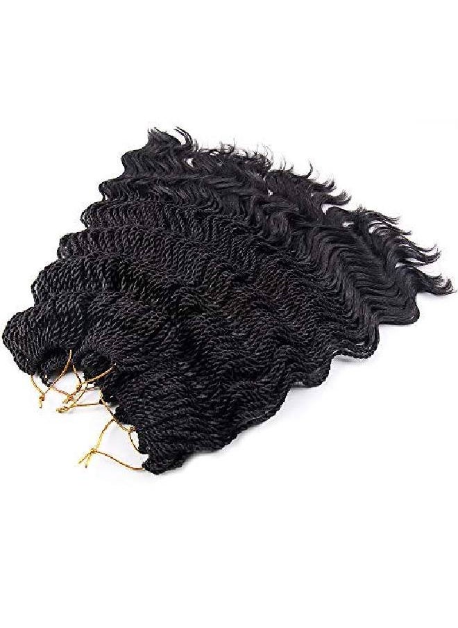 FALEMEI - 35Strands/Pack Wavy Senegalese Twist Crochet Braids 6Packs/Lot 14Inch Synthetic Senegalese Crochet Hair Curly Twist Braiding Hair (14 Inch 1B) - Image 1
