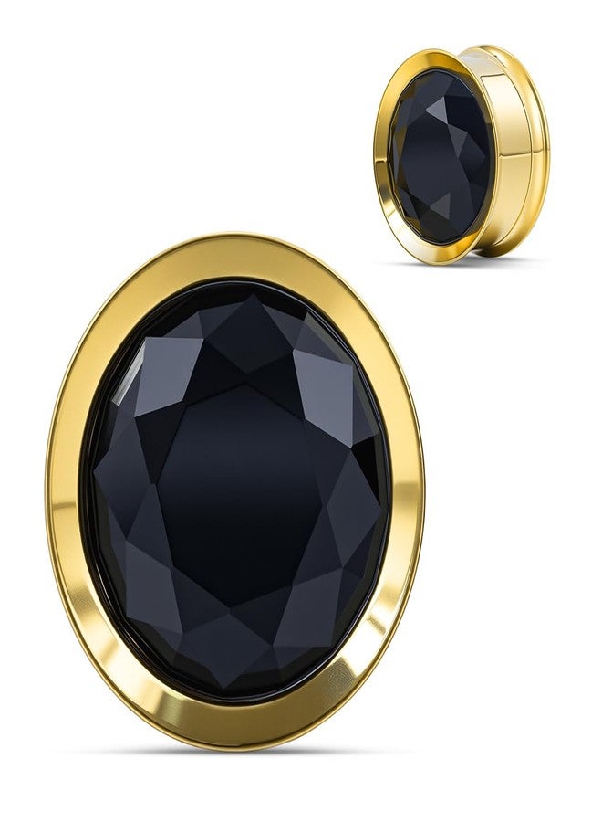 COOEAR Ear Gauges Plugs Stainless Steel/Black/Gold Crystal Ear Plugs Screw Back Tunnel Expander Stretcher Piercing Jewelry., 00g(10mm), Stainless Steel, sandstone - Image 1