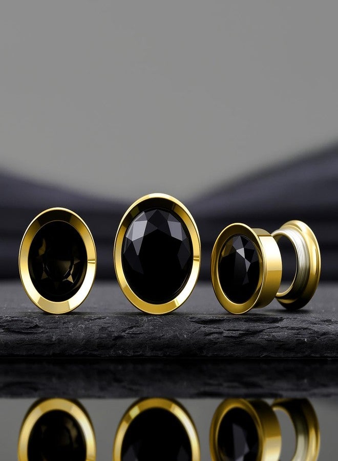 COOEAR Ear Gauges Plugs Stainless Steel/Black/Gold Crystal Ear Plugs Screw Back Tunnel Expander Stretcher Piercing Jewelry., 00g(10mm), Stainless Steel, sandstone - Image 5