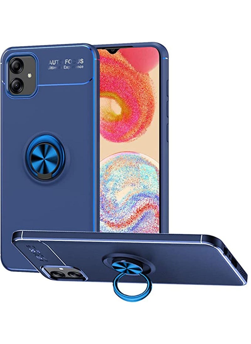 Samsung Galaxy A04e/A04 Mobile Case Cover with Protector Back and Cell Accessories Kickstand Stand Magnetic Car Ring Holder Protective Soft TPU Silicone Protection Blue