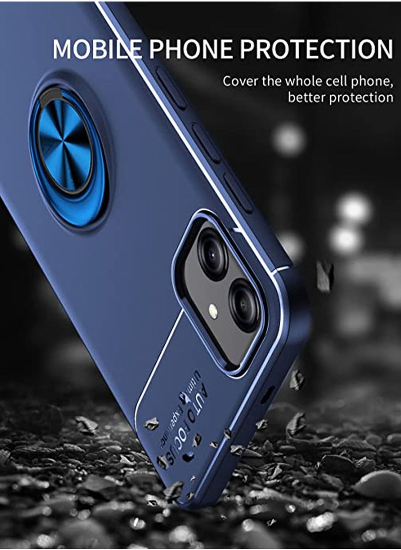 Samsung Galaxy A04e/A04 Mobile Case Cover with Protector Back and Cell Accessories Kickstand Stand Magnetic Car Ring Holder Protective Soft TPU Silicone Protection Blue